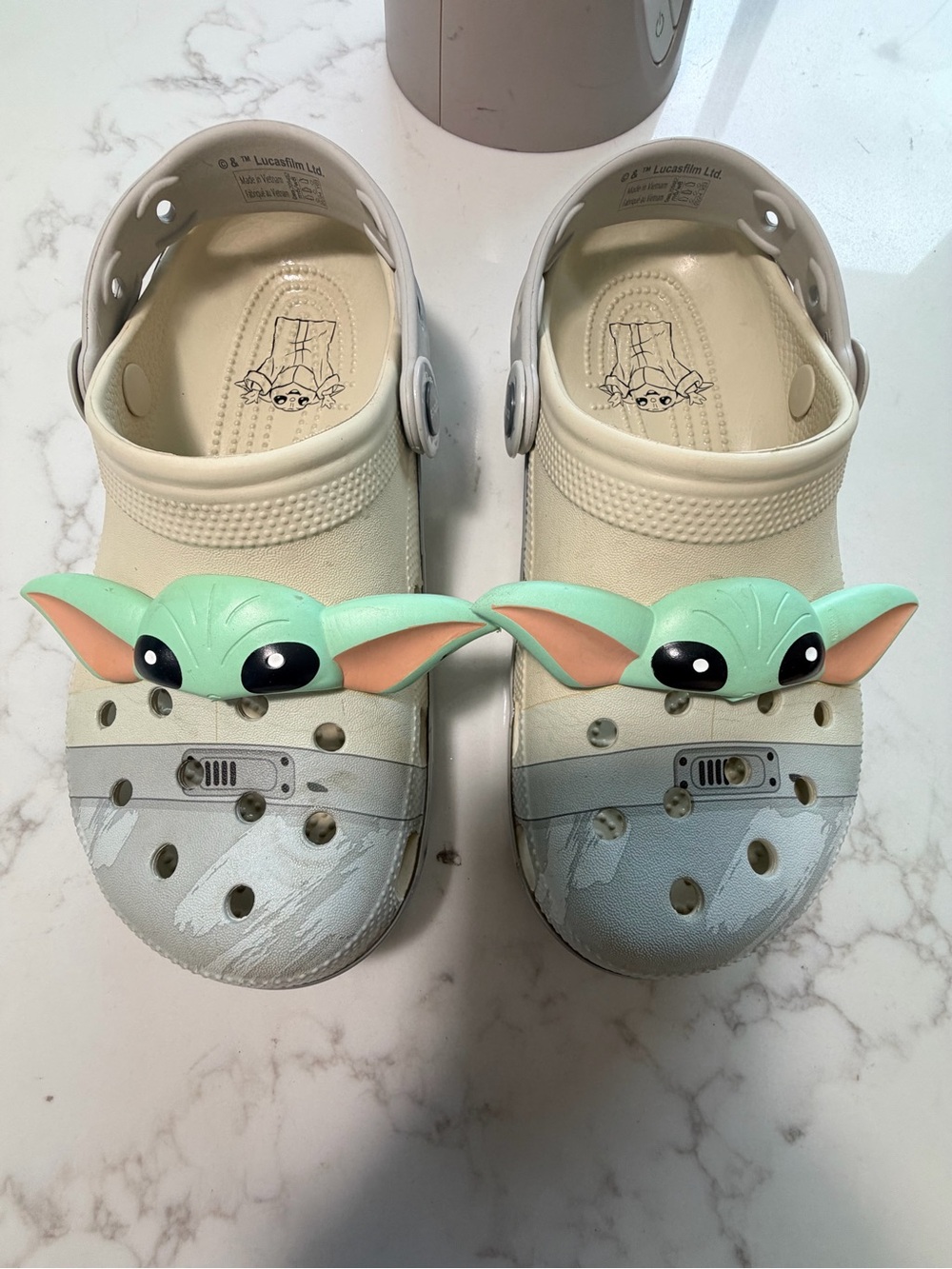 CROCS Kids Cream Clogs with Mint Character Charms